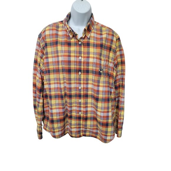 Cruel Girl Shirt Women XL Western Cowgirl Rodeo Button Up Orange Plaid - Picture 2 of 12